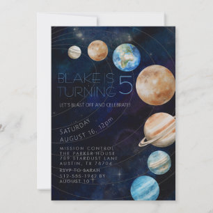 Outer Space Galaxy Planets 5e verjaardagsfeestje Kaart