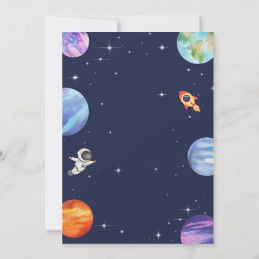 Outer Space Galaxy Stars Verjaardagsfeestje Waterv Kaart (Achterkant)