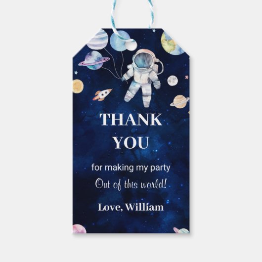 Outer Space Galaxy Verjaardagsfeestje Dank u Label Cadeaulabel (Voorkant)