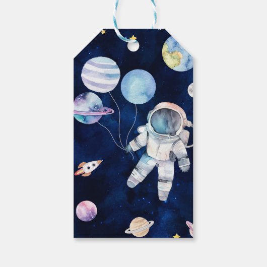 Outer Space Galaxy Verjaardagsfeestje Dank u Label Cadeaulabel (Achterkant)