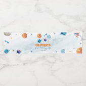 Outer Space Galaxy Verjaardagsfeestje Waterfles Etiket (Enkel label)