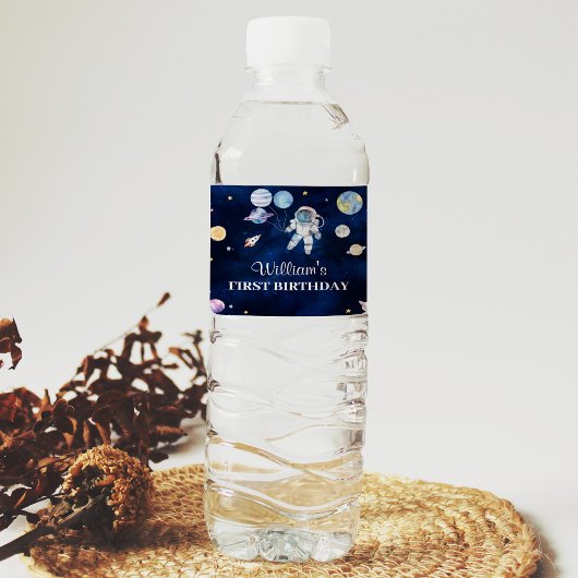 Outer Space Galaxy Verjaardagsfeestje Waterfles La Waterfles Etiket