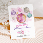 Outer Space Girl Birthday Moon Star Galaxy Party Kaart