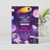 Outer space girl theme invitation (Debout devant)