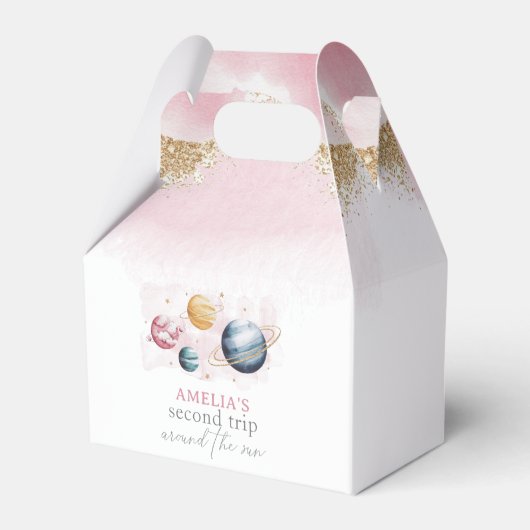 Outer Space Girl Verjaardag Galaxy Sterren Planete Bedankdoosjes (Achterkant)