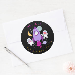 Outer Space Kittens Kat Astronaut Meisjes Verjaard Ronde Sticker