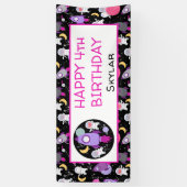 Outer Space Kittens Kat Astronaut Paarse Verjaarda Spandoek (Verticaal)