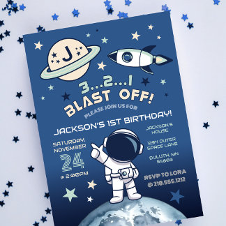 Outer Space Out of this World 1st Birthday Kaart