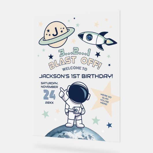Outer Space Out of this World 1st Birthday Welcome (Angle)