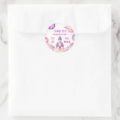 Outer Space Paarse Roze Verjaardag Bedankt Ronde Sticker (Tas)