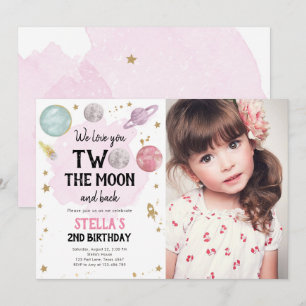 Outer Space Planet Girl Uitnodiging voor tweede ve
