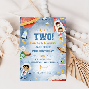 Outer Space Planets 2e verjaardagsfeest Kaart