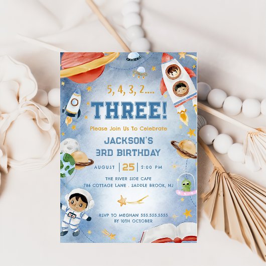 Outer Space Planets 3e verjaardagsfeest Kaart