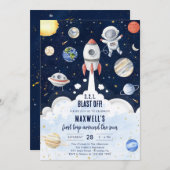 Outer Space Planets Astronaut Boy Birthday Kaart (Voorkant / Achterkant)