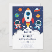 Outer Space Planets Astronaut Boy Birthday Kaart (Voorkant)