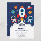 Outer Space Planets Astronaut Boy Birthday Kaart (Voorkant / Achterkant)