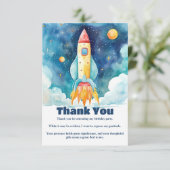 Outer Space Planets Eerste Verjaardag Bedankkaart (Staand voorkant)