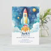 Outer Space Planets Eerste Verjaardag Kaart (Staand voorkant)