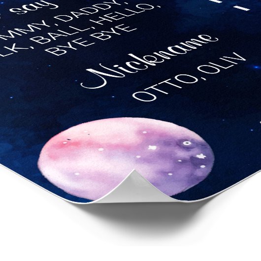 Outer Space Planets Eerste Verjaardag Mijlpaal Tek Poster (Hoek)