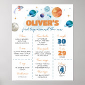Outer Space Planets Eerste Verjaardag Mijlpaal Tek Poster (Voorkant)