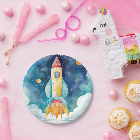 Outer Space Planets Eerste Verjaardag Papieren Bordje (Feest)