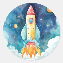 Outer Space Planets Eerste Verjaardag Ronde Sticker