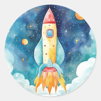 Outer Space Planets Eerste Verjaardag Ronde Sticker