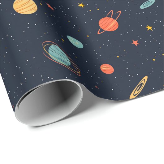 Outer Space Planets Galaxy Boy Verjaardag Cadeaupapier (Rol Hoek)