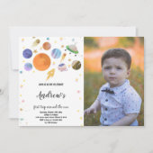 Outer Space Planets Verjaardag Uitnodiging met Fot (Voorkant)