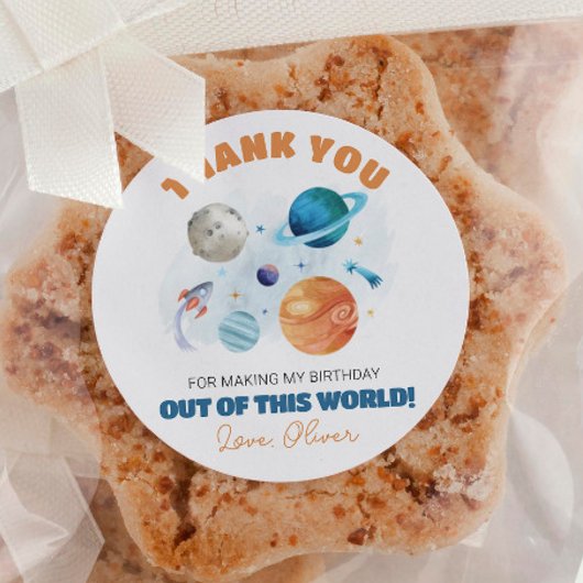 Outer Space Planets Verjaardagsfeest Ronde Sticker