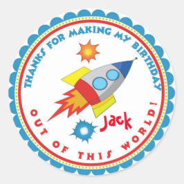 Outer Space Raket Ship Verjaardagsgunst Stickers