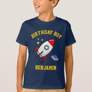 Outer Space Raket Verjaardagsfeestjes Jongens T-shirt