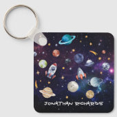Outer Space Rocket Galaxy Gepersonaliseerde Sleute Sleutelhanger (Voorkant)