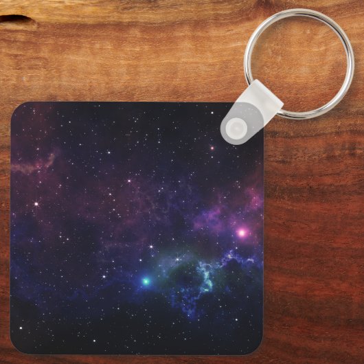 Outer Space Rocket Galaxy Gepersonaliseerde Sleute Sleutelhanger (Achterkant)