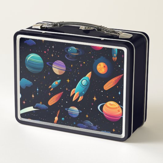 Outer Space Rocket Gepersonaliseerde Kinder Lunch (Achterkant)