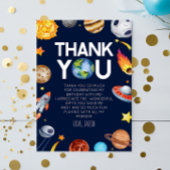 Outer Space Spaceship Planets Verjaardagsfeest Bedankkaart