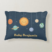 Outer Space Sun en Planets Galaxy Baby Nursery Accent Kussen (Achterkant)