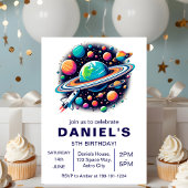 Outer Space-thema Custom Birthday Party Kaart