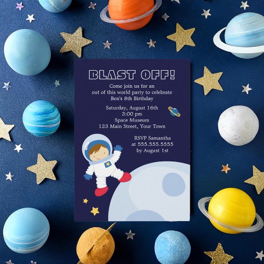 Outer Space Theme Jongen's Verjaardagsfeest Kaart