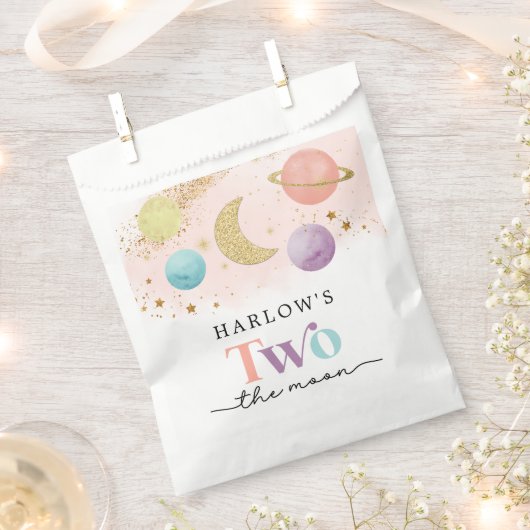Outer Space Two de maan 2e verjaardagsfeestje Bedankzakje (Geknipt)
