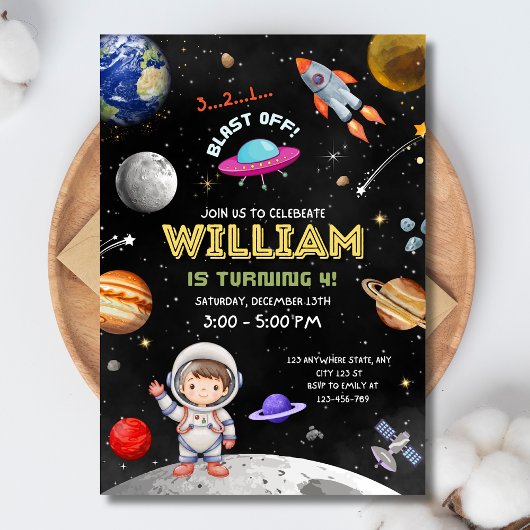 Outer Space Verjaardag Uitnodiging Astronaut Verja