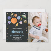 Outer Space Verjaardag Uitnodiging met Foto (Voorkant)
