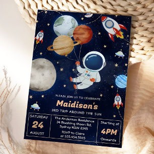 Outer Space Verjaardagsfeest 3e reis rond de zon Kaart