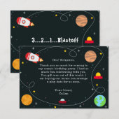 Outer Space verjaardagsfeestje dank je kaart (Voorkant / Achterkant)