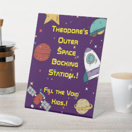 Outer Space verjaardagsfeestje snacks Reclamebord Met Voetstuk