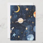 Outer Space Vierde verjaardag uitnodiging bereiken (Achterkant)