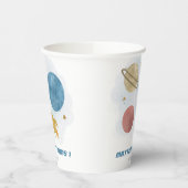Outer Space Waterverf Planet Boy 1st Birthday Papieren Bekers (Links)