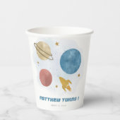 Outer Space Waterverf Planet Boy 1st Birthday Papieren Bekers (Voorkant)