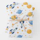 outer space Wrapping Paper Flat Sheet Set of 3 (In situ)