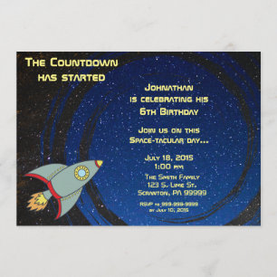 Outerspace Countdown verjaardagsuitnodiging Kaart